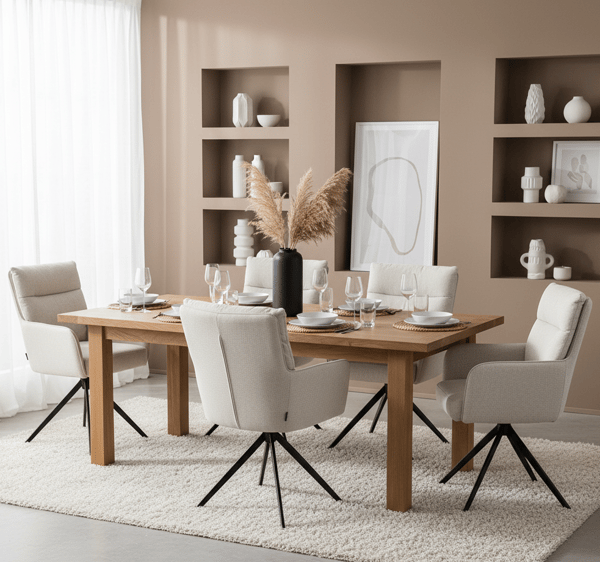 ELDO snurrstol klädd i beige tyg