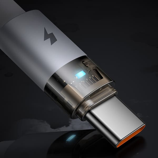 MCDODO KABEL USB-A USB-C SNABBLADDNING USB TYP C 6A 100W 1M LED VIT