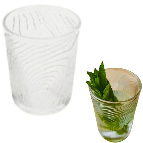 GLAS TIL VAND, JUICE, GRINKS, 250 ml, ARBRE TRÆSKIVEMØNSTER, TRANSPARENT