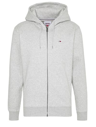 TOMMY JEANS Grå tröja med dragkedja, storlek S