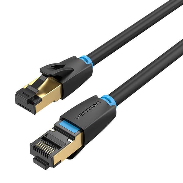 CAT8 SFTP Vention IKABF RJ45 Ethernet-netværkskabel 40Gbps 1m Sort