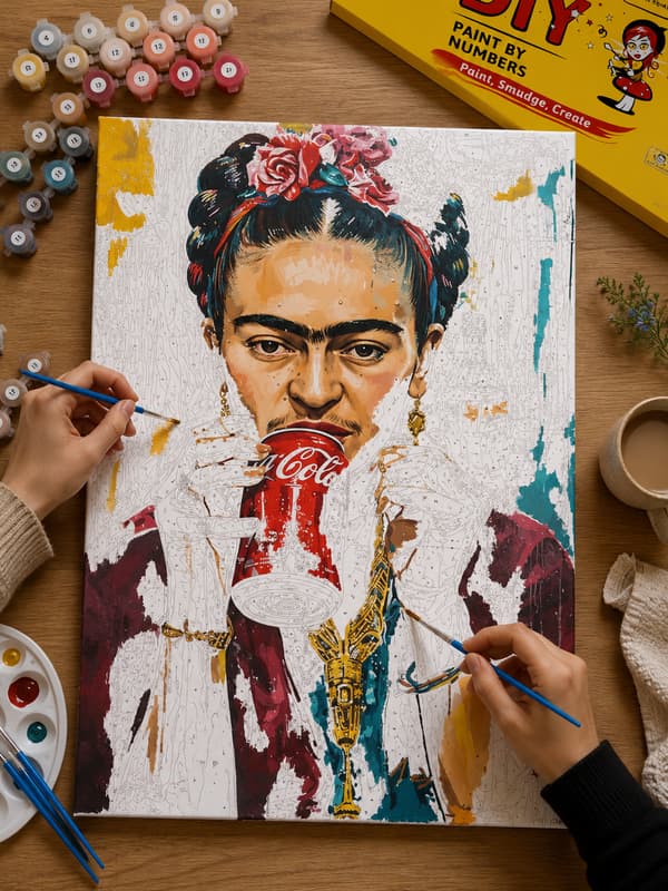 MALING EFTER TAL MED RAMME Billeder til maleri - Frida Coca-Cola 40x50 cm