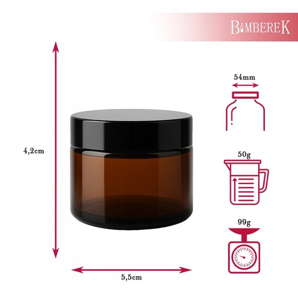 20x 50g mørke glaskrukker til cremeprøver Kosmetik
