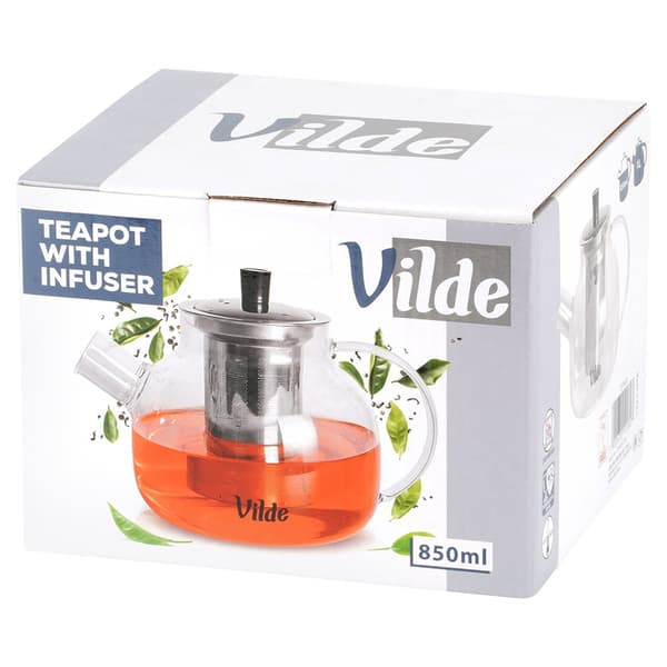 Varmebestandig glaskande med teinfuser 850 ml