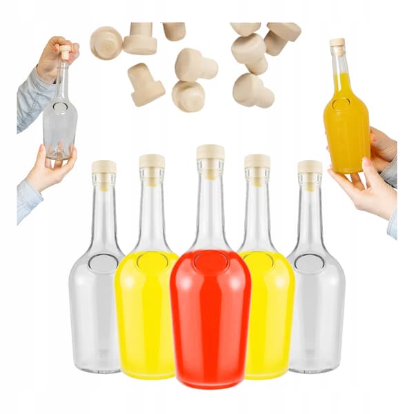 5x Glasflaskor Gloria 0,5l För Likörer Tjock Glasflaska + Kork