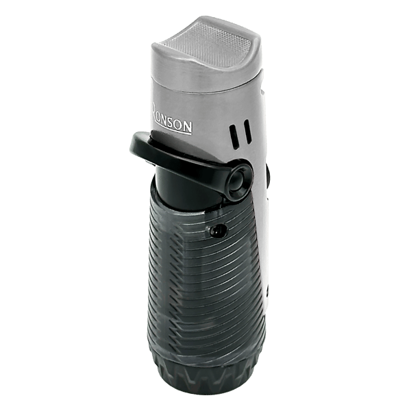RONSON BORA SILVER BLACK 2 JET lighter med cigarpunch, jet