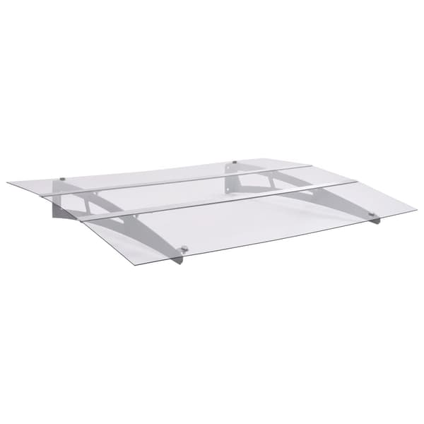 vidaXL dørmarkise, sølv transparent, 120x90 cm, polycarbonat