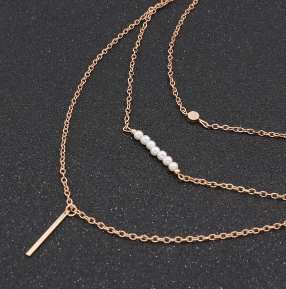 Guld Halskæde PERLER Celebrity Triple Chain