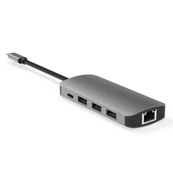 Hub 8-i-1 Dockingstation USB-C HDMI 4K SD til Macbook Pro/Air