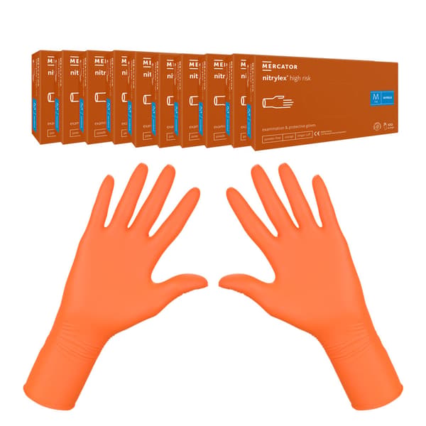 Nitrilhandsker M orange Mercator Nitrylex High Risk 100 stk. karton 10-pakning