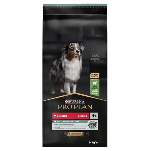 PURINA PRO PLAN Vuxen Medium Sensitive Lamm 14 kg