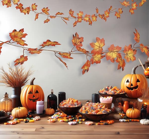 Guirlande med orange blade efterår Halloween 1 9m