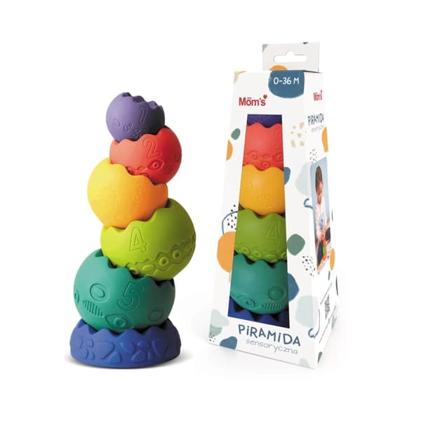 Pastellfärgad stapelbar sensorisk pyramid, 6 månader+, för mammavård