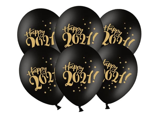 Balony 30cm Gott Nytt År 2021! Pastellsvart