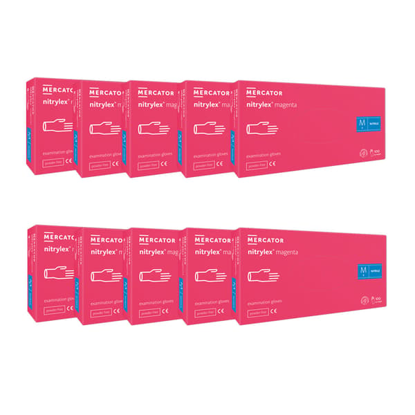 Nitrilhandsker M pink Mercator Nitrylex Magenta 100 stk. karton 10-pak