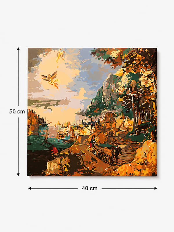 Målning med siffror med ram Ikaros fall 50x40 cm