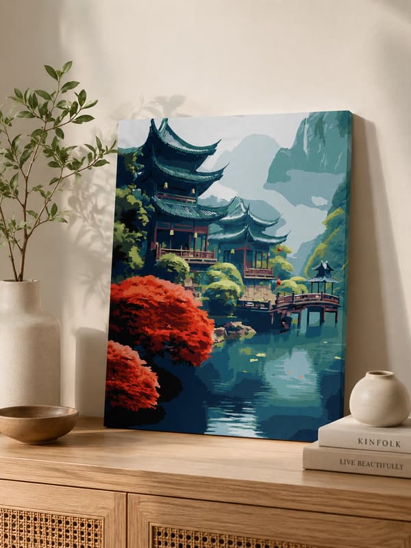 Målning med siffror asiatiskt tempel 40x50 cm