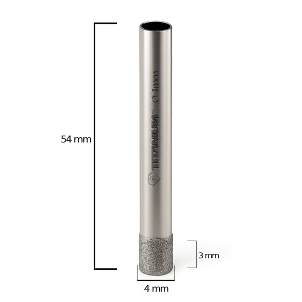 Diamantkernebor til klinker, glas og fliser til vådboring 4mm titanium