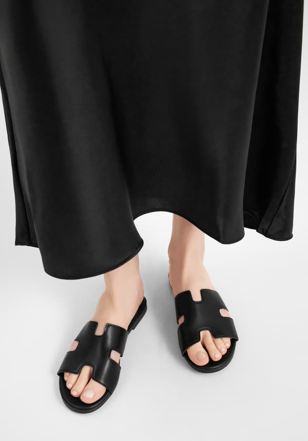 Wittchen damflipflops i svart ekoläder
