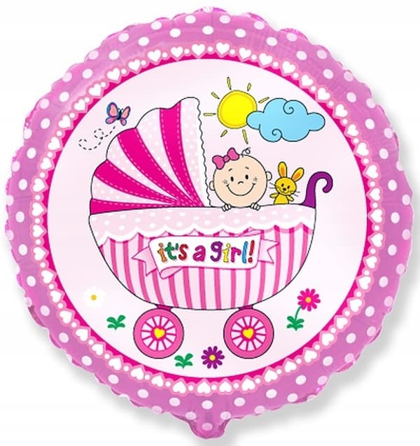 FX 18" folieballong barnvagn för flicka rosa