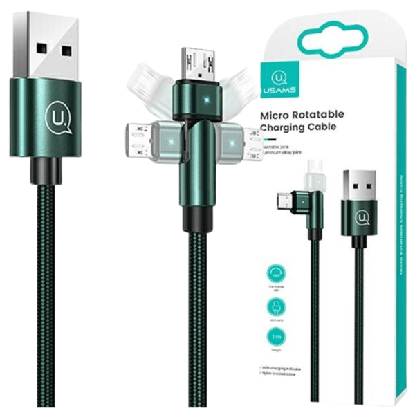 USAMS punottu pyörivä kaapeli U60 2AmicroUSB vihreä/vihreä 1m SJ478USB02 (US-SJ478)