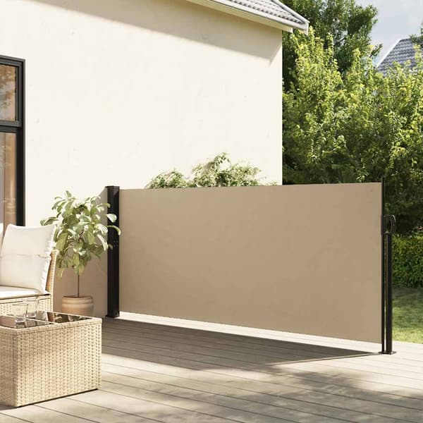 vidaXL Utdragbar sidomarkis beige 140x600 cm