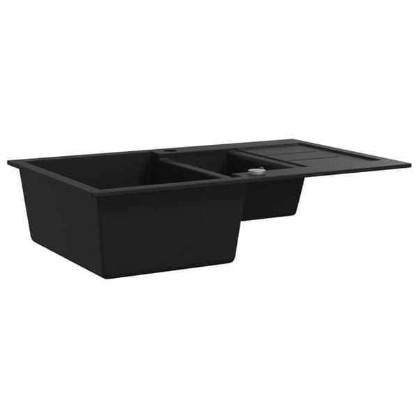 vidaXL granit dobbeltvask, sort
