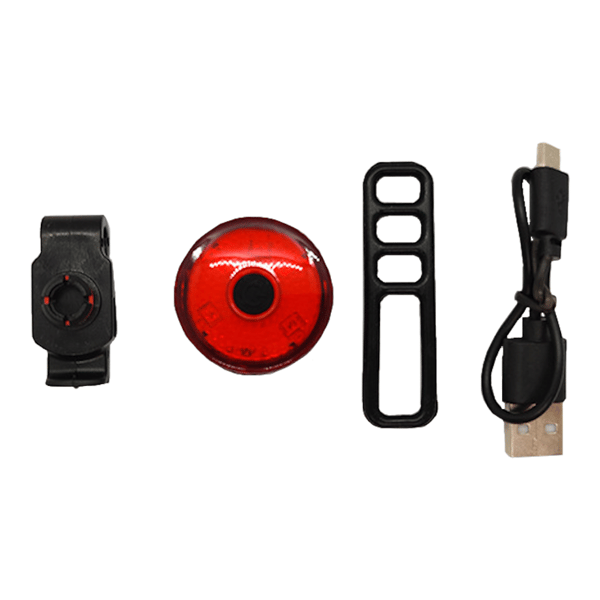 Cykelljus röd LED rund bakre USB gummirem sprutskyddad