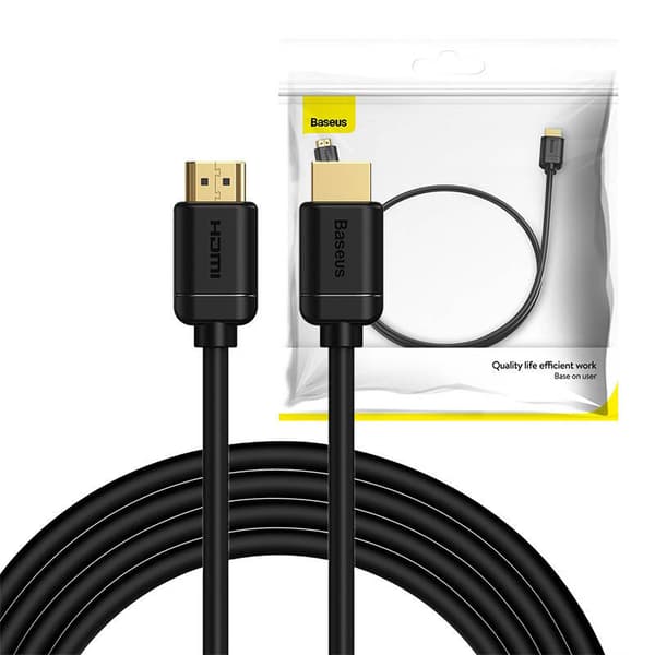 Baseus HDMI 2.0 Kabel, 4K 60Hz, 3D, HDR, 18Gbps, 3m (Sort)