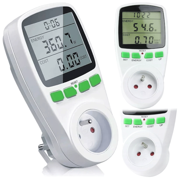 Wattmeter LCD-skærm Forbrugsmåler Elenergimåler Strøm