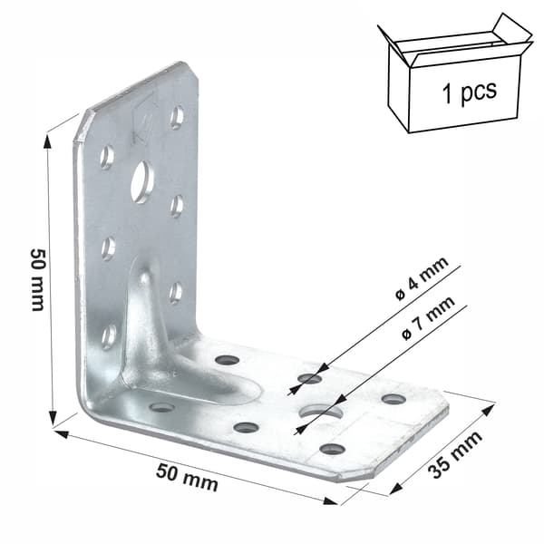 Vinkel med prägling KP8S 50x50x35x2,0 1-pack