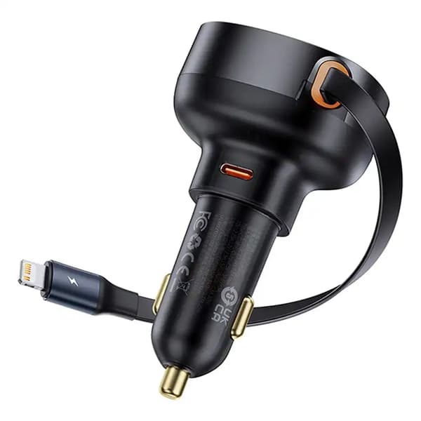 Baseus Enjoyment Pro biloplader med Lightning + USB-C kabel, 55W (sort)