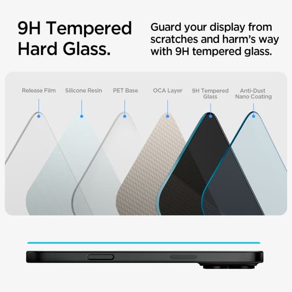 Härdat glas SPIGEN GLAS.TR EZ FIT 2-PACK IPHONE 15/16 INTEGRITET
