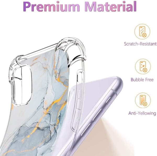 FODRAL TILL APPLE IPHONE 11 FLEXIBELT GRÅ GULDBLÅ MARMOR GLAMOUR