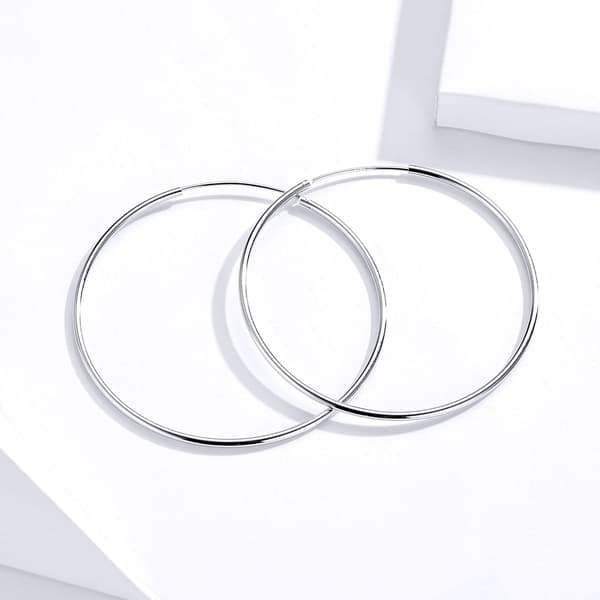 Store klassiske hoop-øreringe 5 cm sølvspændeøreringe