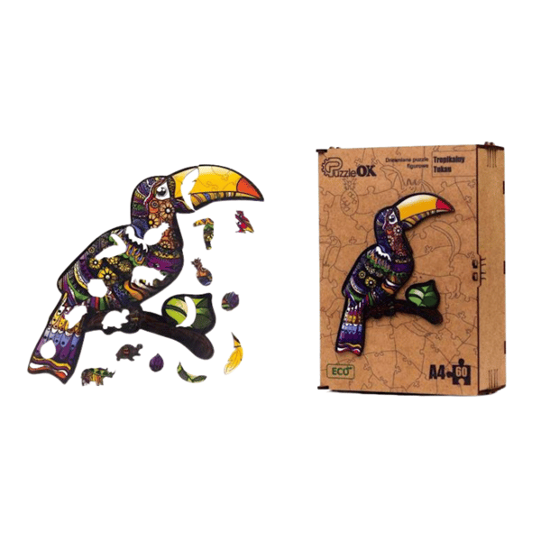Tropisk Toucan träpussel A4 pusselset dekoration
