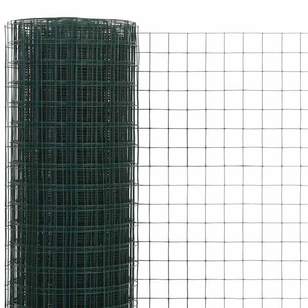 vidaXL stål- og PVC-nethegn 10x0,5 m grøn