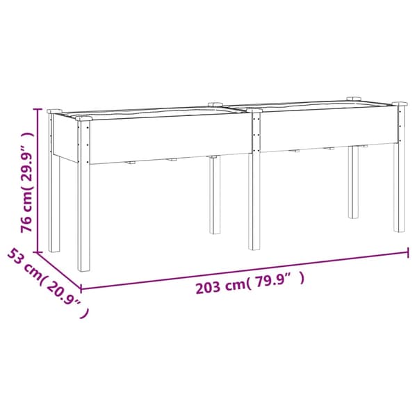 vidaXL Brunt växtställ med foder 203x53x76 cm granträ