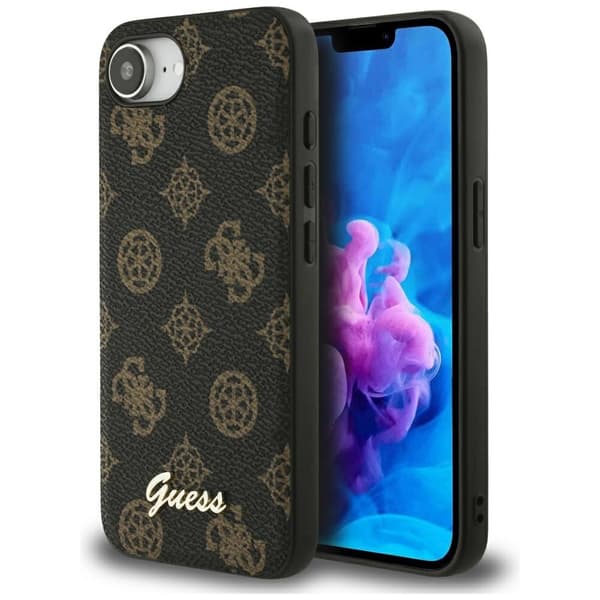 Guess Peony Script Logo MagSafe-etui til iPhone 16e, sort