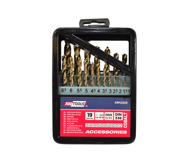 AWTOOLS METALLKOBALTBORRSET 19 delar/1,0-10,0 mm