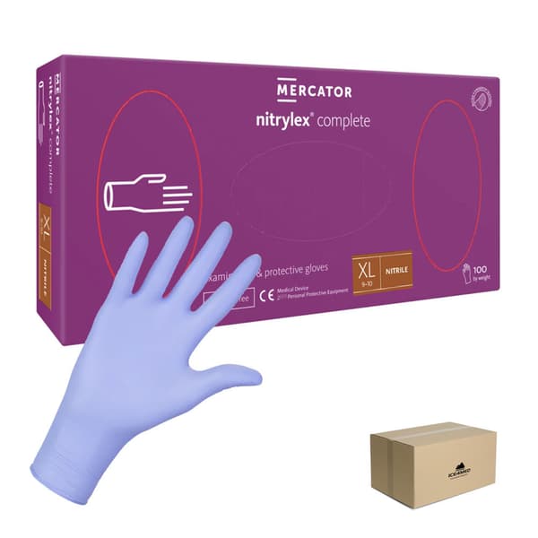 Nitrilhandskar XL lila Mercator Nitrylex Complete 100 st kartong 10-pack