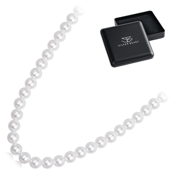 Silverhalsband med pärlor, 925 silver, storlek S, 45 cm