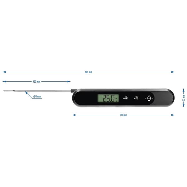 Manuelt indlæst elektronisk køkkentermometer, -50 +200