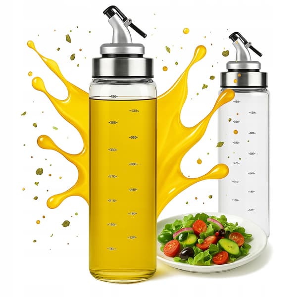 Glasflaskedispenser 500 ml med skala til olie, saucer, eddike 0,5 l