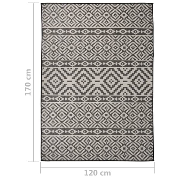 vidaXL fladvævet udendørstæppe 120x170 cm sorte striber
