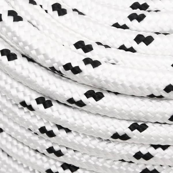vidaXL Flätad segelrep, vit, 12 mm x 100 m, polyester
