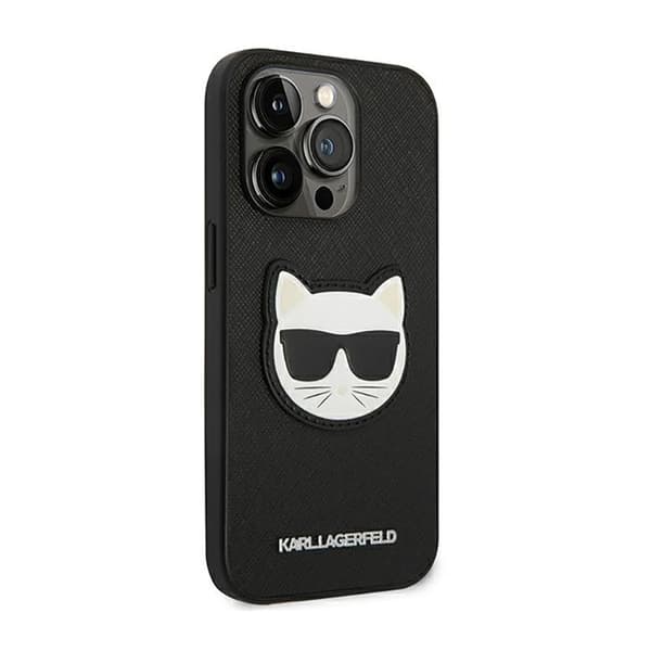 Karl Lagerfeld Saffiano Choupette Head Patch-etui - iPhone 14 Pro-etui (sort)