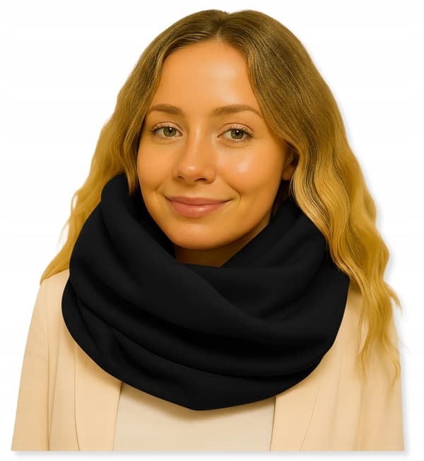 Damvinterhalsduk, varm halsduk, stor, 100 % bomull, höst/vinter, SVART
