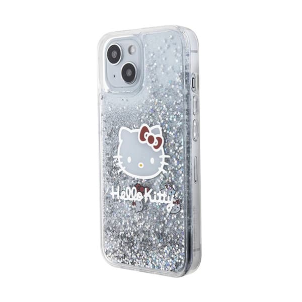 Hello Kitty Liquid Glitter Charms Kitty Head - iPhone 14 cover (sølv)
