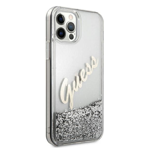 Guess GUHCP12LGLVSSI iPhone 12 Pro Max 6,7 sølv/sølv hårdt cover Glitter Vintage Script